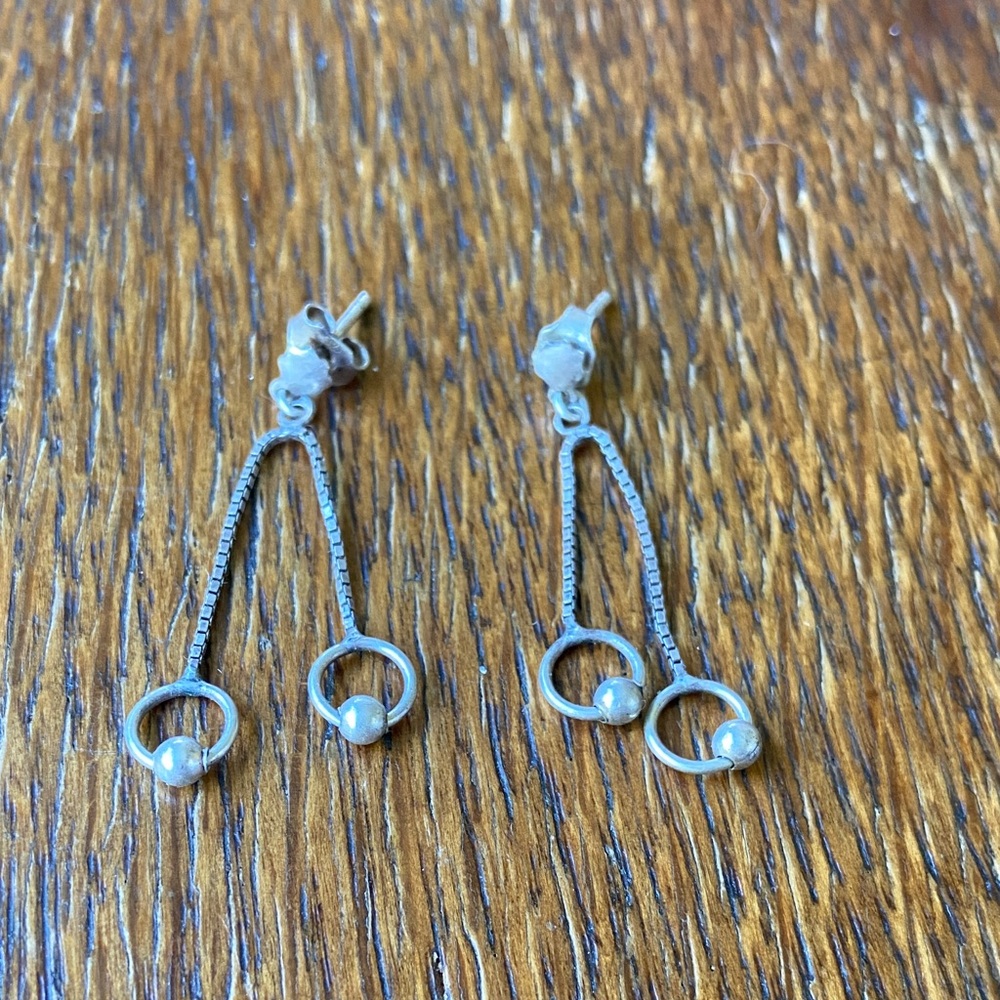 925 Modernist Vintage Dangle Stud Earrings